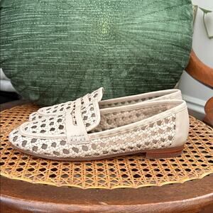 Talbots Katelyn Tan Rattan Faux Leather Woven Loafer Shoes